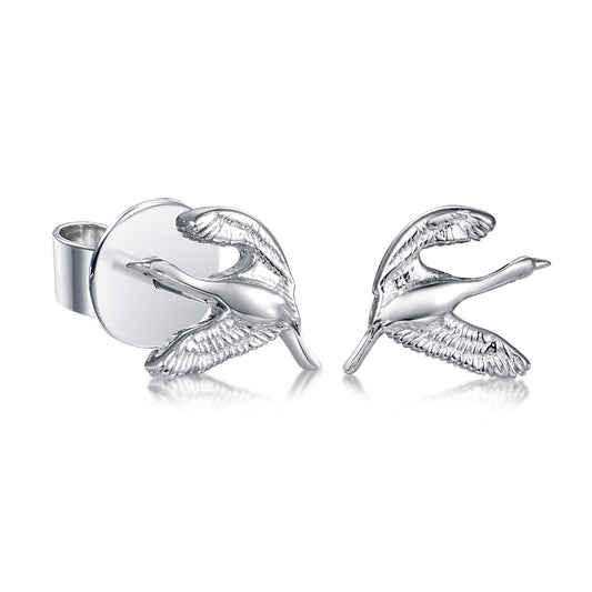 Ohrstecker "Fliegender Kranich" Silber