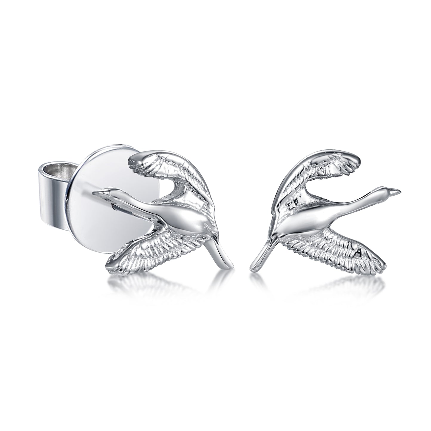 Ohrstecker "Fliegender Kranich" Silber