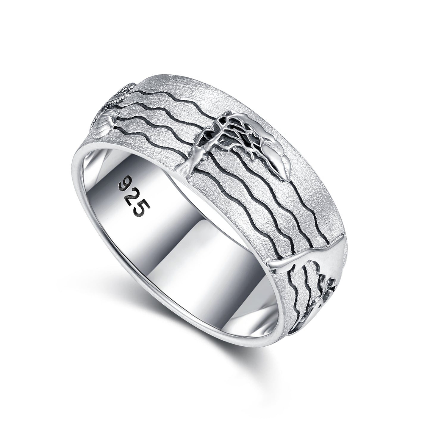 Massiver Silberring Fischland-Darß 2.0 aus 925er-Sterlingsilber mit Naturmotiven und Küstensymbolen.