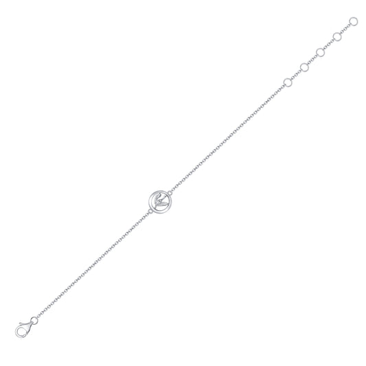 925er Silber Armband mit fliegendem Kranich, Symbol für Freiheit und Glück, filigranes Design, elegantes Schmuckstück.