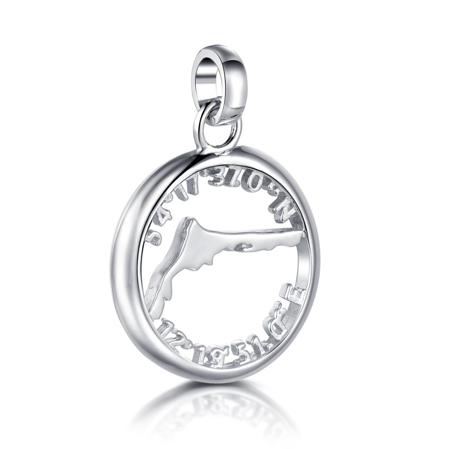 Runder Silberanhänger „Fischland-Darß“ mit Koordinaten