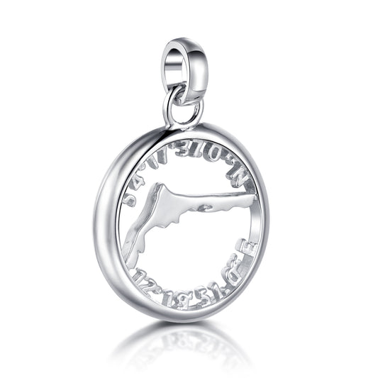 Runder Silberanhänger „Fischland-Darß“ mit Koordinaten