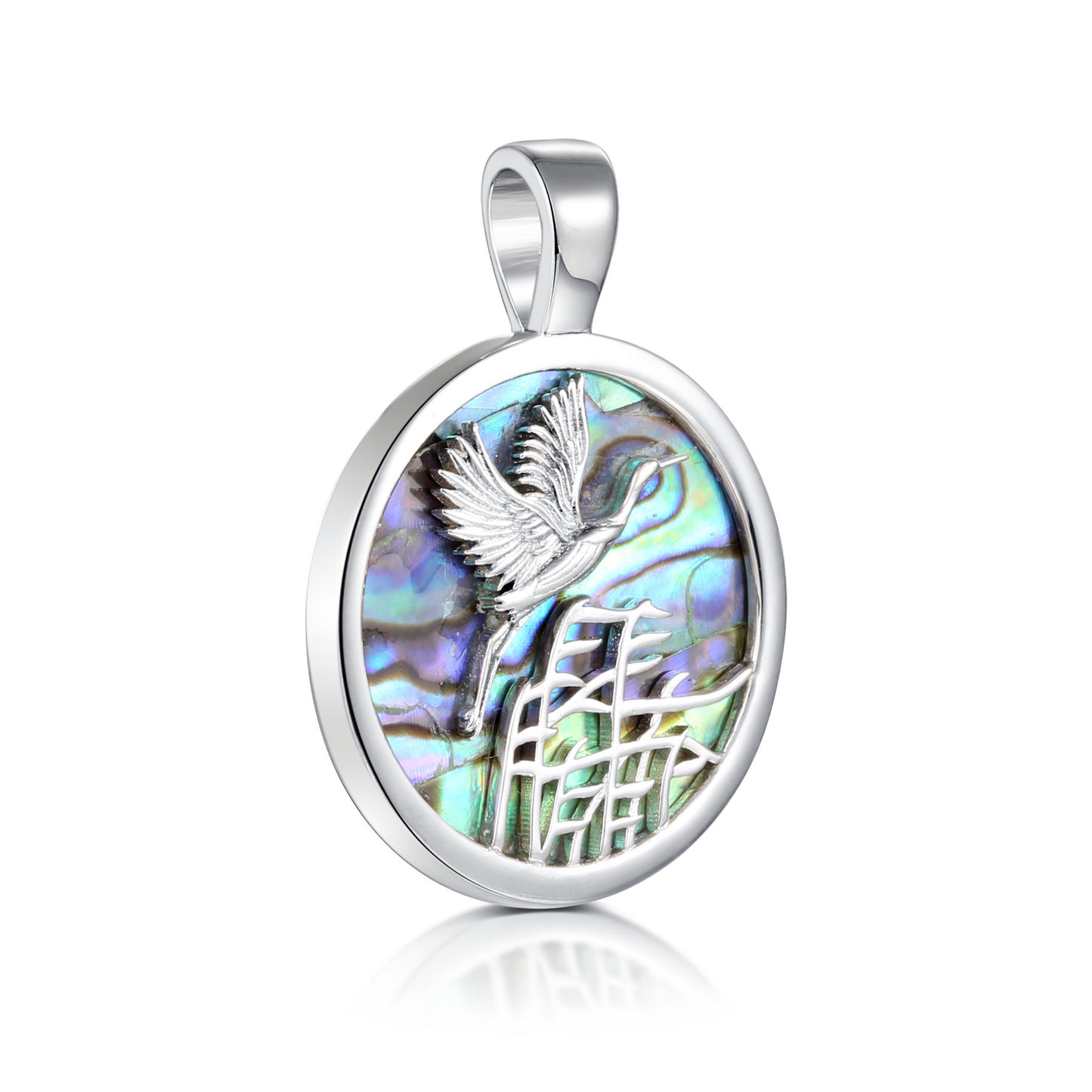 Anhänger „Kranichflug“ – 925er Silber mit Abalone