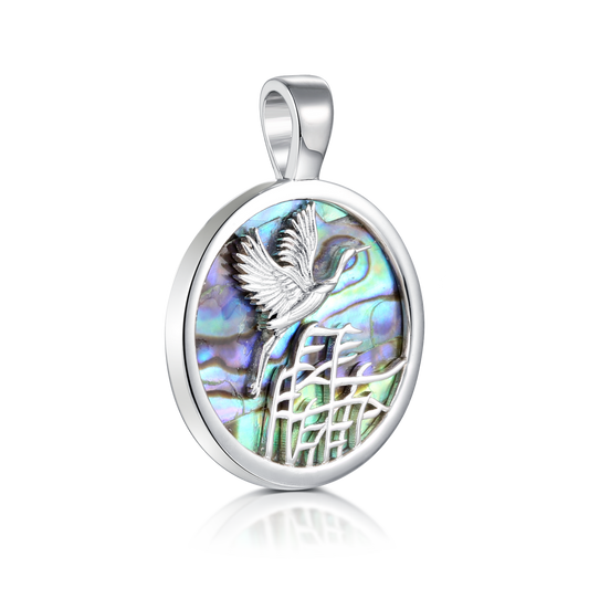 Anhänger „Kranichflug“ – 925er Silber mit Abalone