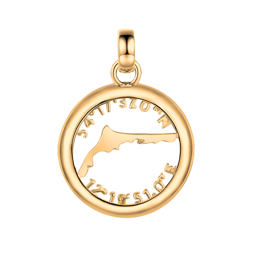 Silberanhänger Fischland-Darß mit Koordinaten vergoldet