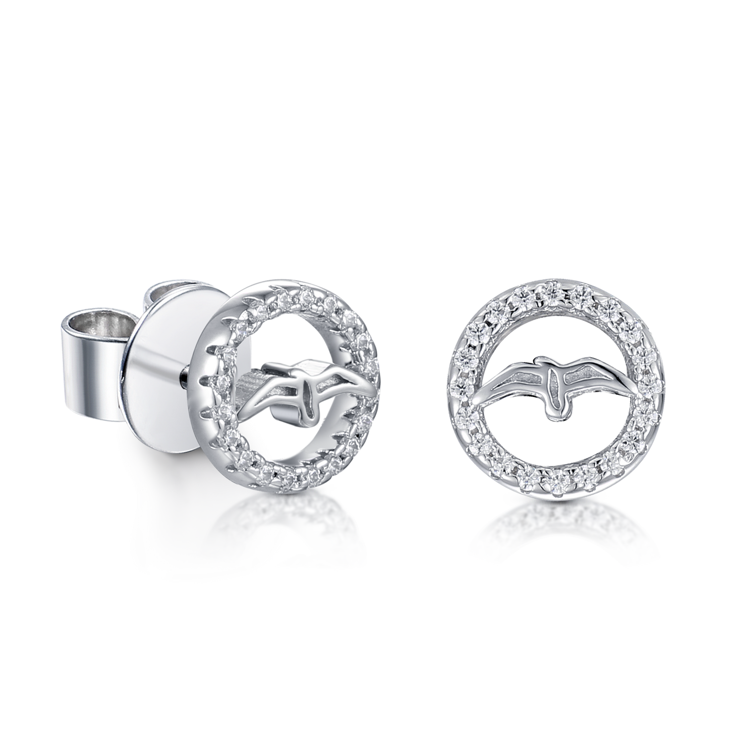 Ohrstecker Möwe mit Zirkonia
