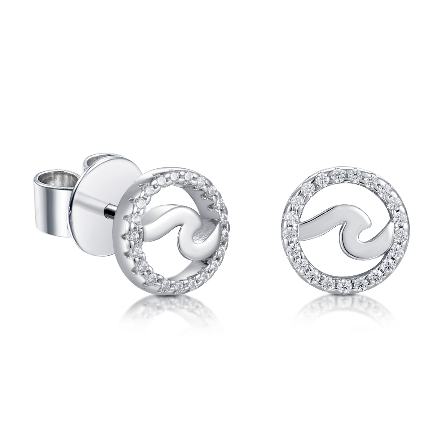 Ohrstecker Welle mit Zirkonia