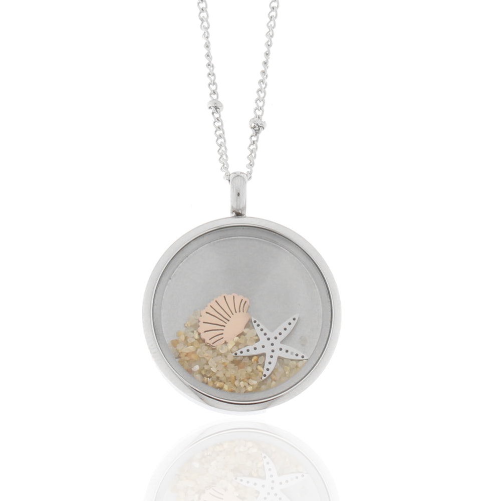 Collier Edelstahl Muscheln-Seestern-Sand