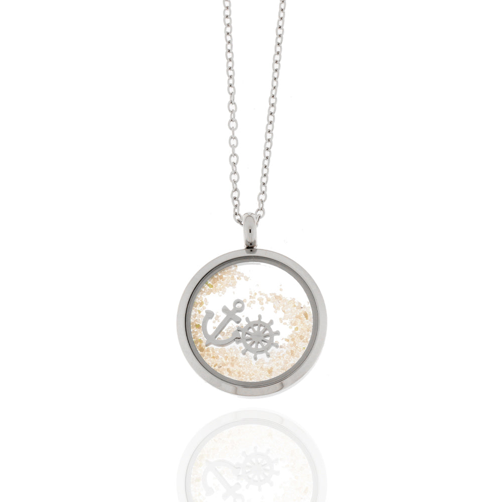 Collier Edelstahl Anker Steuerrad Sand