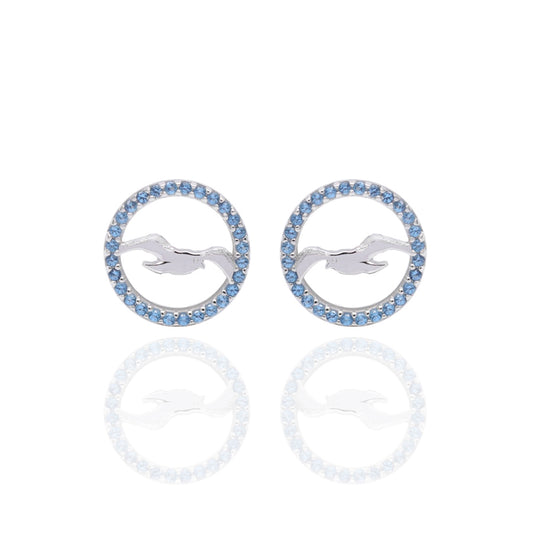 Ohrstecker Silber Möwe Zirkonia blau 10mm