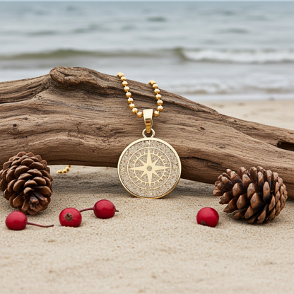 Anhänger "Kompassrose 2.0" vergoldet