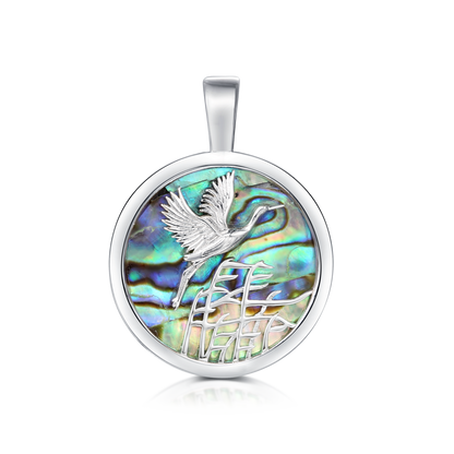 Anhänger „Kranichflug“ – 925er Silber mit Abalone