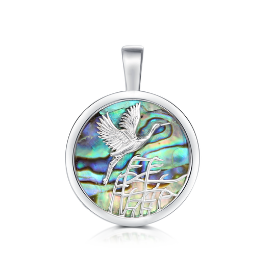 Anhänger „Kranichflug“ – 925er Silber mit Abalone