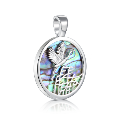 Anhänger „Kranichflug“ – 925er Silber mit Abalone
